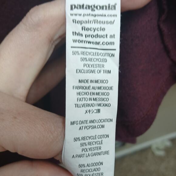 Patagonia Long Sleeve Regular Fit Responsibili-Tee Shirt Burgundy Size Large - Picture 5 of 6